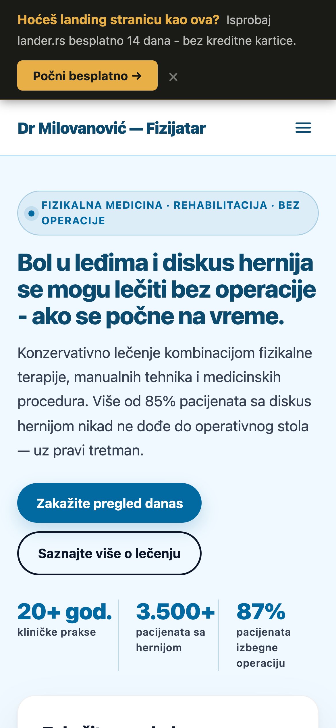 Fizijatar hernija - mobilni
