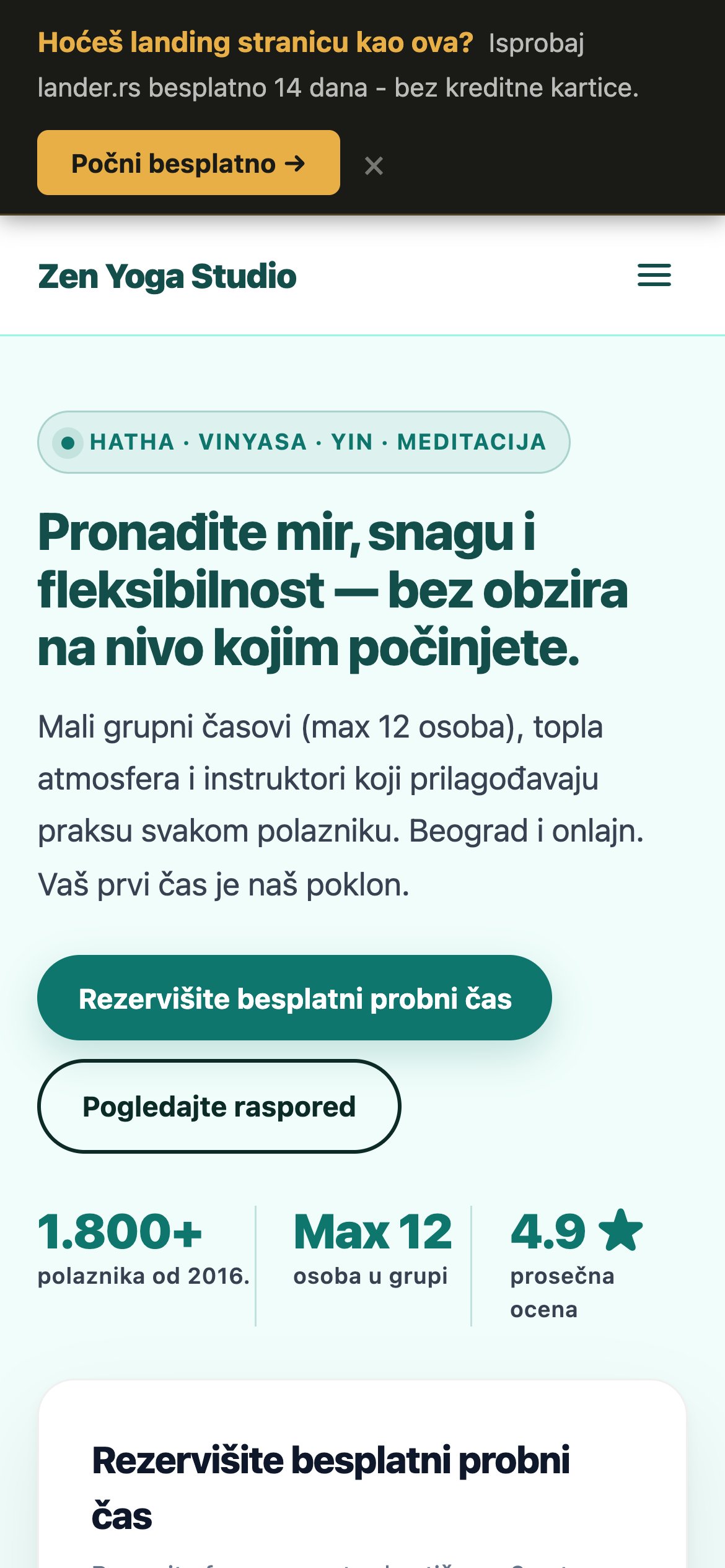Zen Yoga Studio - mobilni
