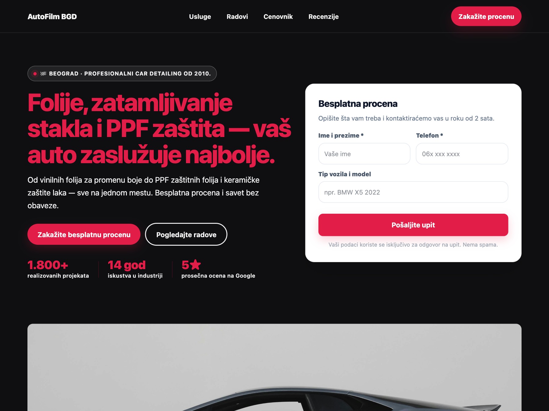 Car Detailing landing page