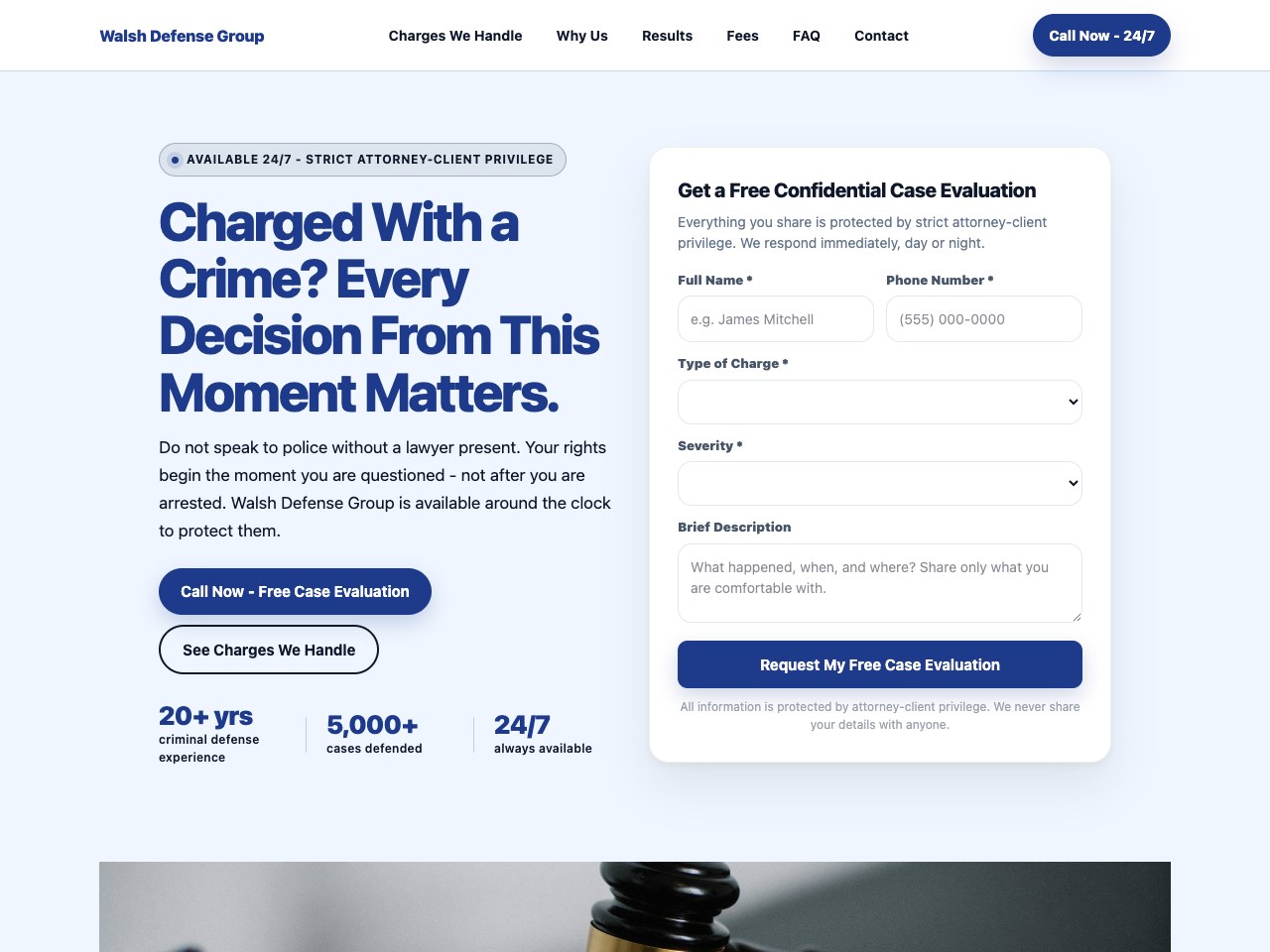 Criminal Defense Lawyer landing page
