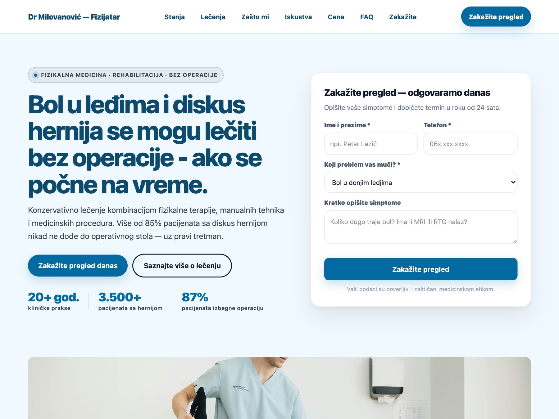 Fizijatar Diskus Hernija landing page