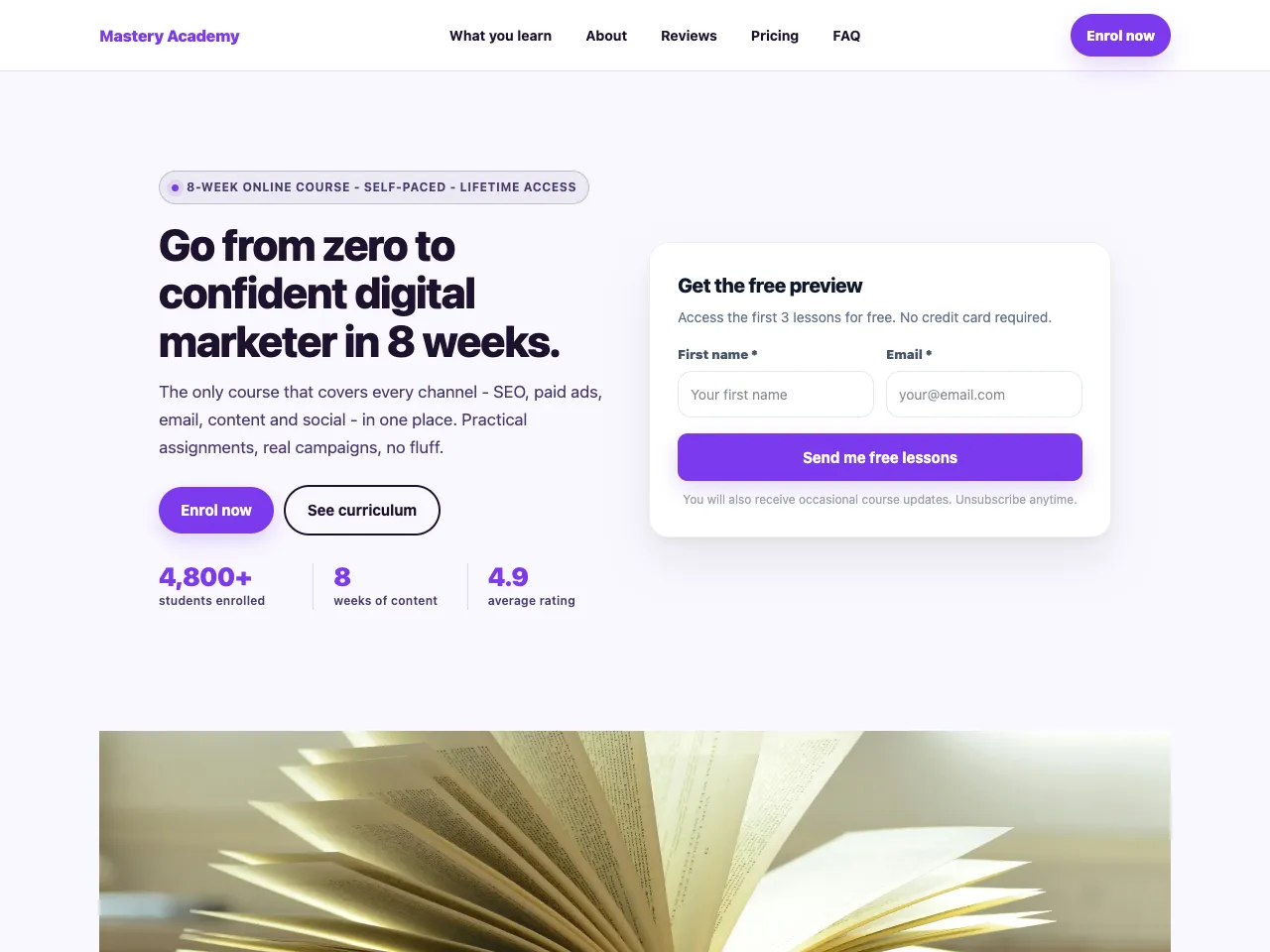 Online Course landing page