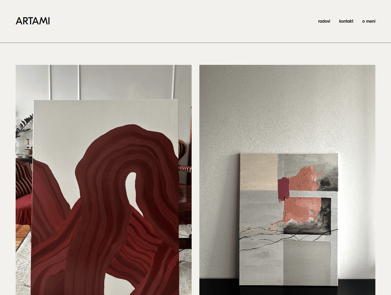 Primer sajta za umetnički studio