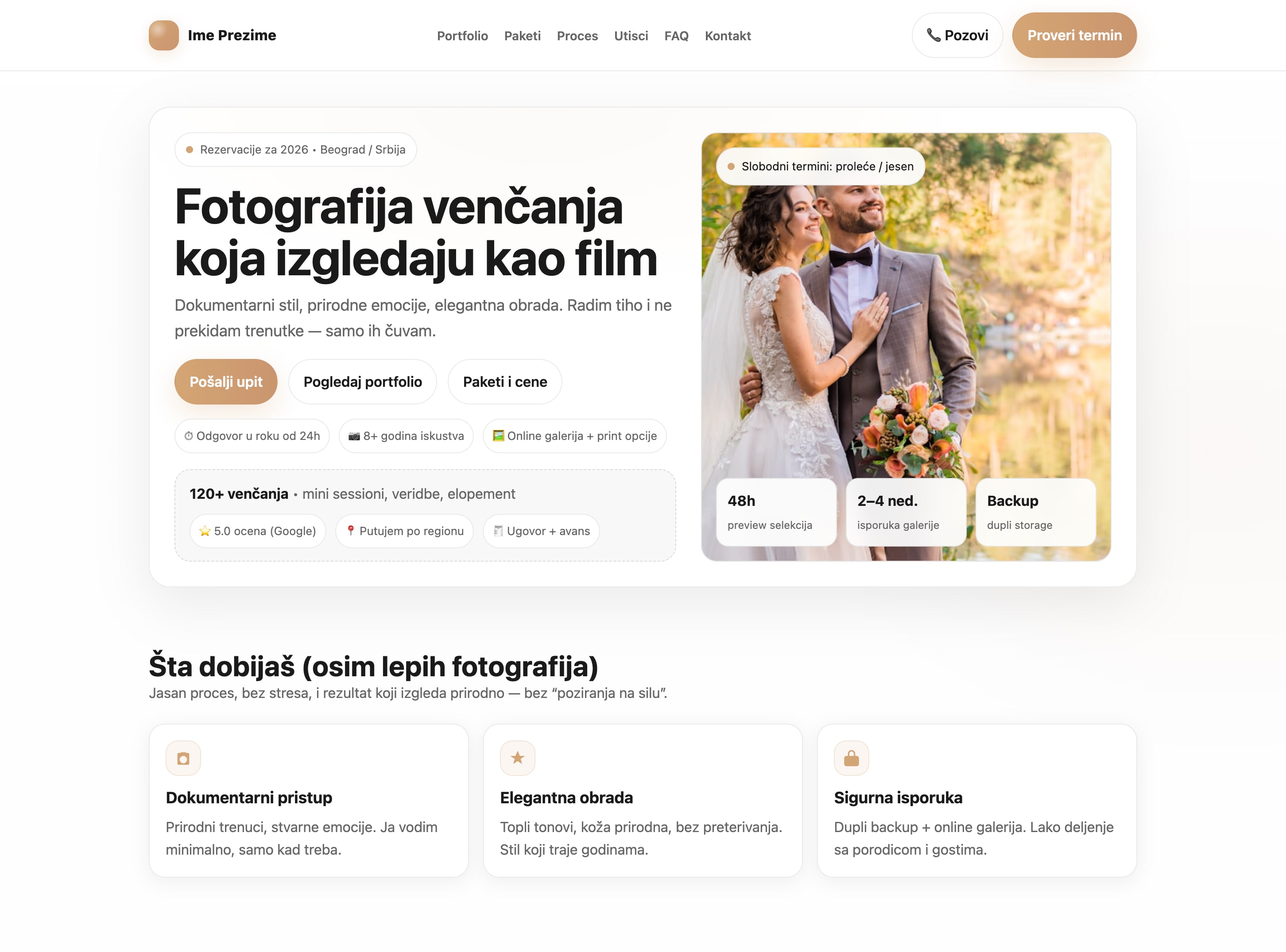 Preview sajta za fotografa